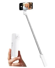  Portable Selfie Stick, Lightweight Extendable Stainless Steel Tube,All White