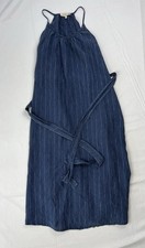 LOU & GREY for LOFT ~ Linen Midi Dress in Pinstriped Denim Blue ~ Size XSmall