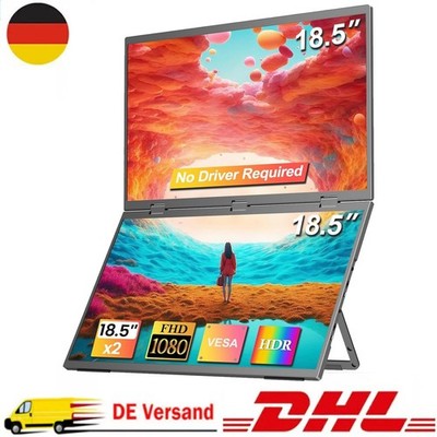 Dual Portable 18,5'' Folding FHD IPS Monitor Screen Extender für Laptop mit VESA