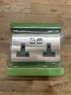 Lightwave RF JSJSLW270A SS Twin Socket Stainless Steel With Black Insert