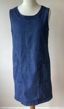 White Stuff Blue Denim Pinafore Dress With Pockets Size 12