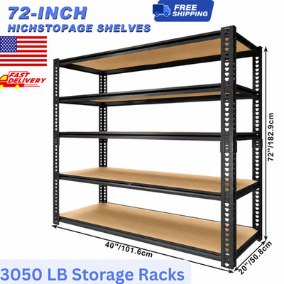 5-Tier Heavy Duty Metal Shelving Unit Adjustable Garage Shelves 3000LBS Load