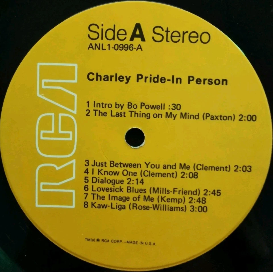 Vinyl LP Charley Pride - In Person VG ANL1-0996 US Country Blues - Image 3 of 4