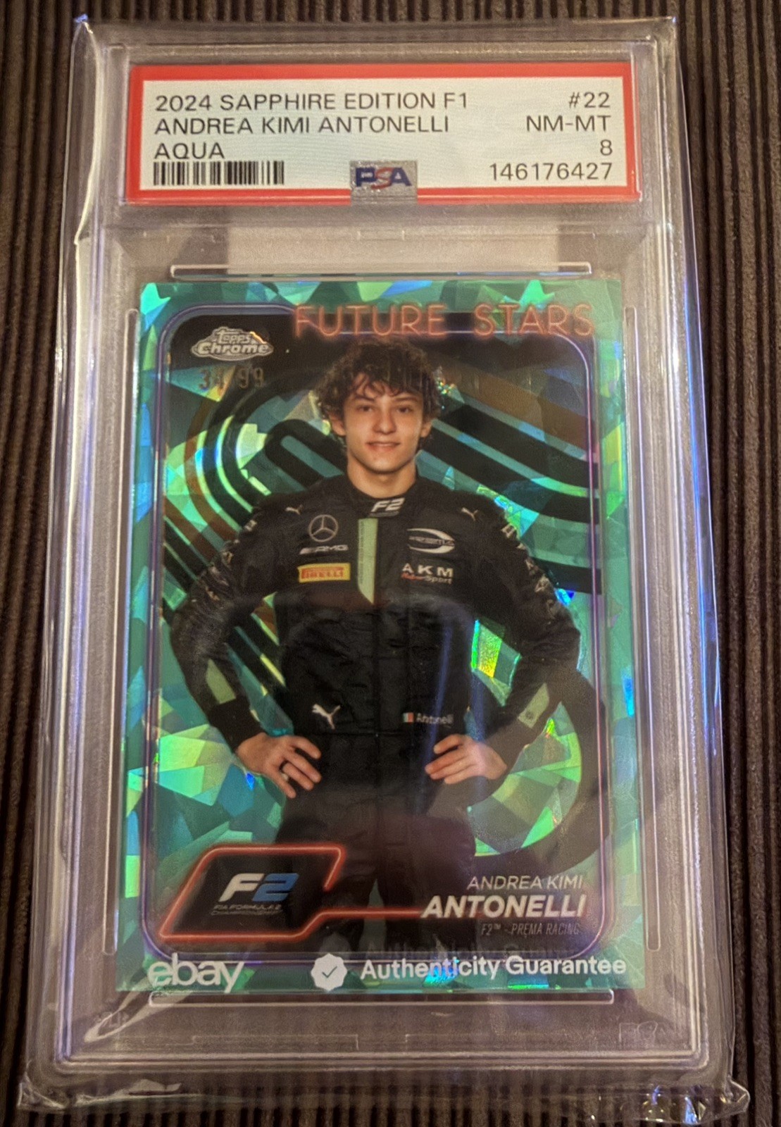2024 Topps Chrome Aqua Sapphire F1 Future Stars #22 Kimi Antonelli  /99