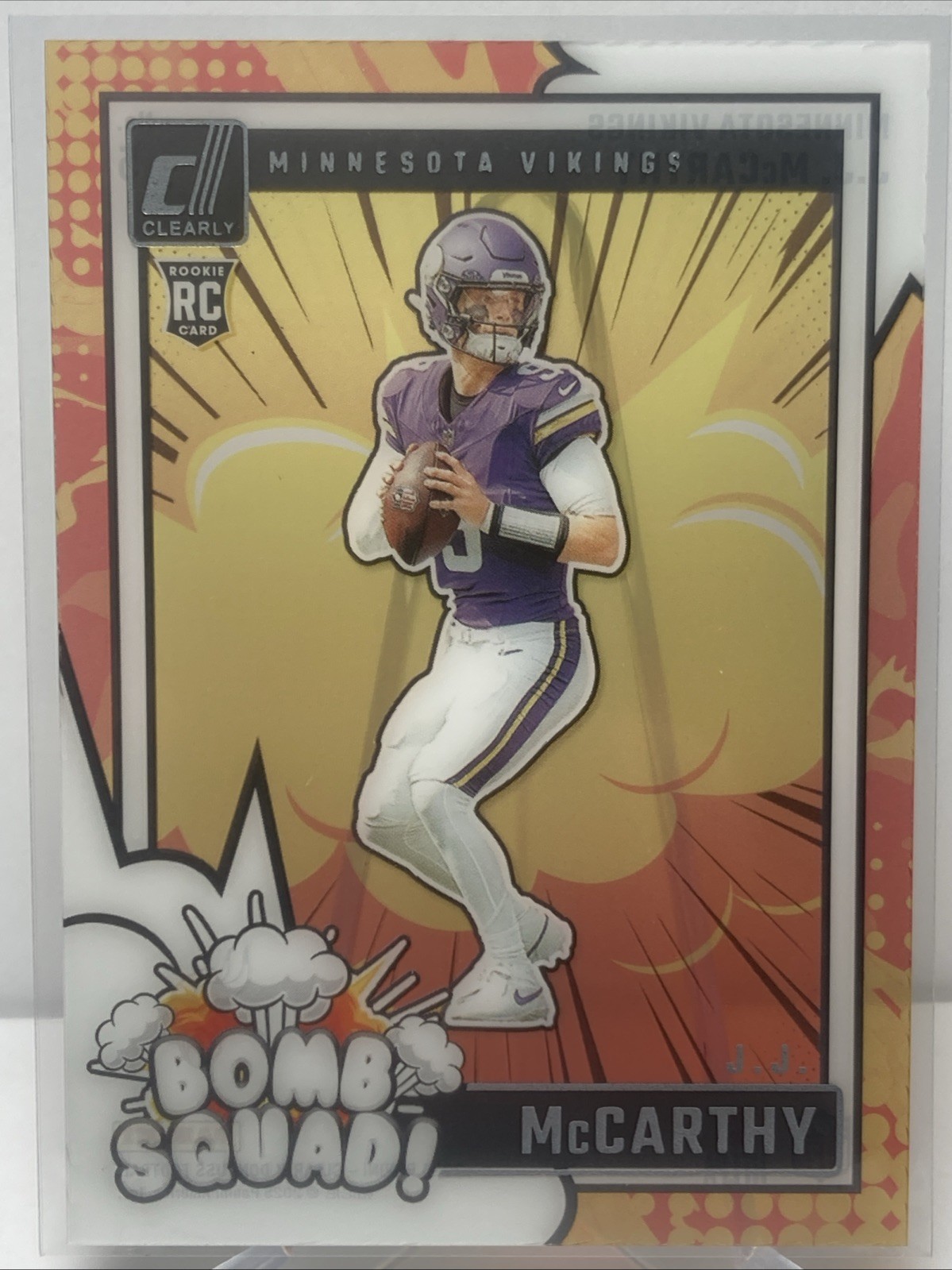 2024 Panini Donruss Clearly J.J. MCCARTHY Bomb Squad #5 RC