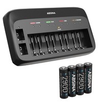 Absina X10 AkkuladegeräT FüR Aa, Aaa & 9V - BatterieladegeräT Inkl. 4X Aa Akkus