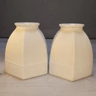 Antique Art Deco Pair Milk White Glass Embossed Ceiling Hanging Light Shades
