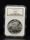 NGC MS69 1987 American Silver Eagle One Dollar Silver Coin -189