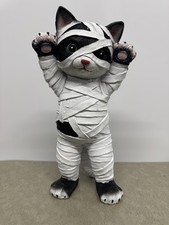 Halloween Mummy Cat Figurine Cute Wrapped Kitten Decor 11  Tall - New