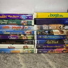 Disney Kids VHS Tapes Lot Of 16 Princess Babe Aladdin Bugs Life Free Willy