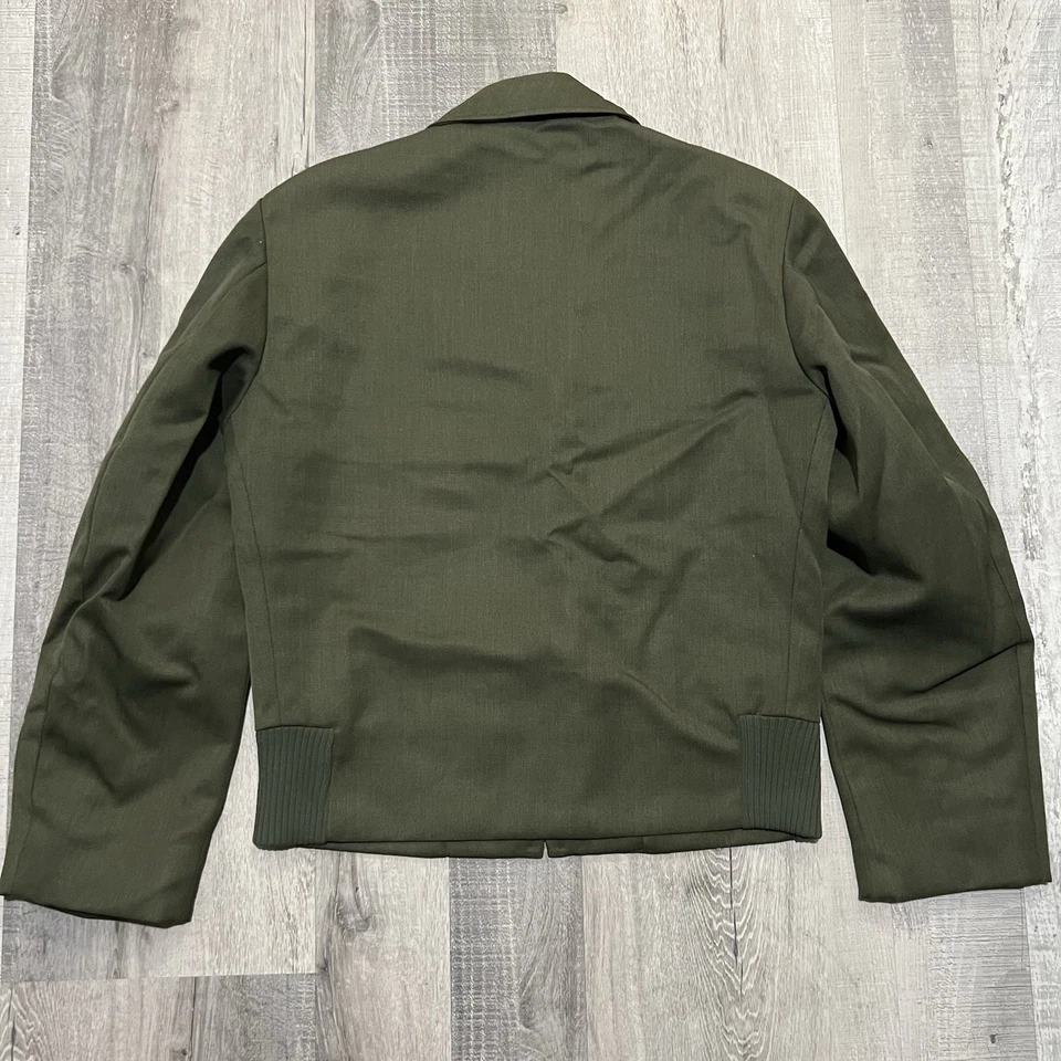 Chaqueta de Colección Años 50 Gregory Forest Service Cremallera Recortada Gabardina Verde Parcheada 38r Foto 2 de 4