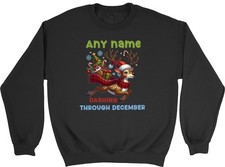 Personalised Dashing Through December Reindeer Sweatshirt Mens Womens Jumper