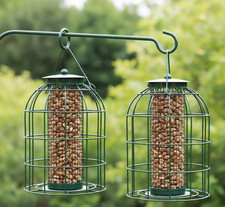 2 Pack Squirrel Deterrent  Peanut Bird Feeders | Heavy Duty Caged Nut Feeders