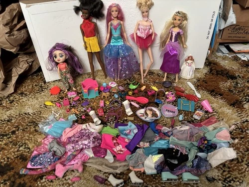 Huge Lot Approx 100 Pieces Vintage, Modern Barbie Dolls Accessories Clothes