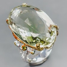 jewelry 36 ct Natural Green Amethyst Ring 925 Sterling Silver Size 8.5 /R438318