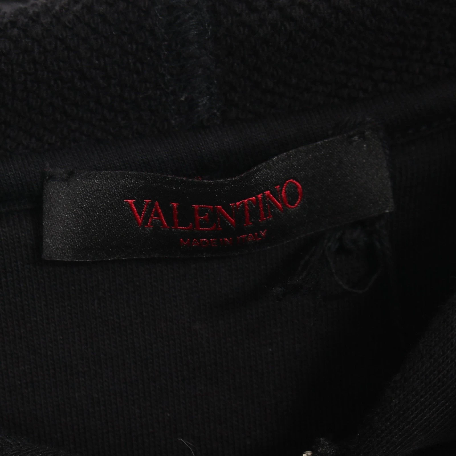 【Tops】VALENTINO VLTN Felpa con cappuccio e zip logo in cotone nero Valentino