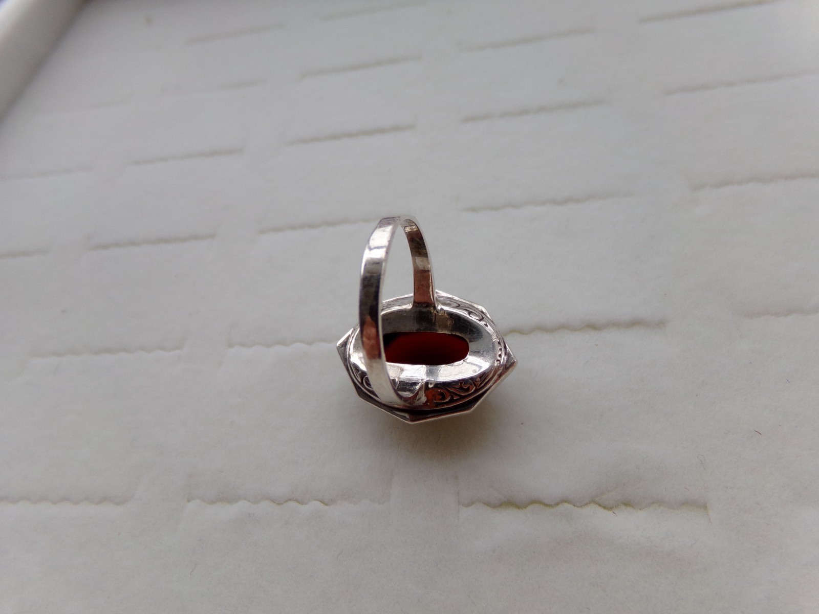 Red Brown Stone Solid Sterling Silver 925 Ring Si… - image 4