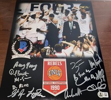 1990 UNLV Rebels National Champs Team Signed Autographed 11x14 Photo Beckett Wit
