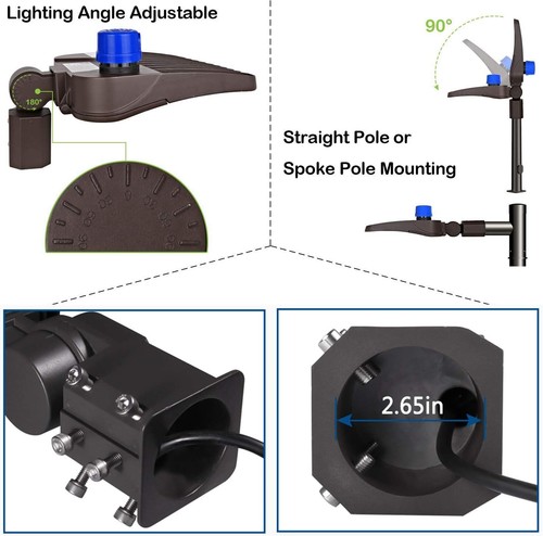 LEDMO 300W LED Parking Lot Light Slip Fitter Mount 36000LM 5000K Outdoor Commerc - Picture 6 of 8