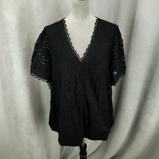 New Torrid Lace Top Womens 6X Black Suprlice Cropped Top Stretch Lined NWT