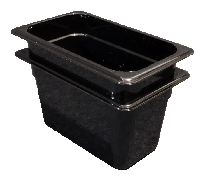 2 Pack - Cambro 46HP110 - 1/4 Size x 6" Deep H-Pan High Heat Food Pan, Black - Image 2 of 4