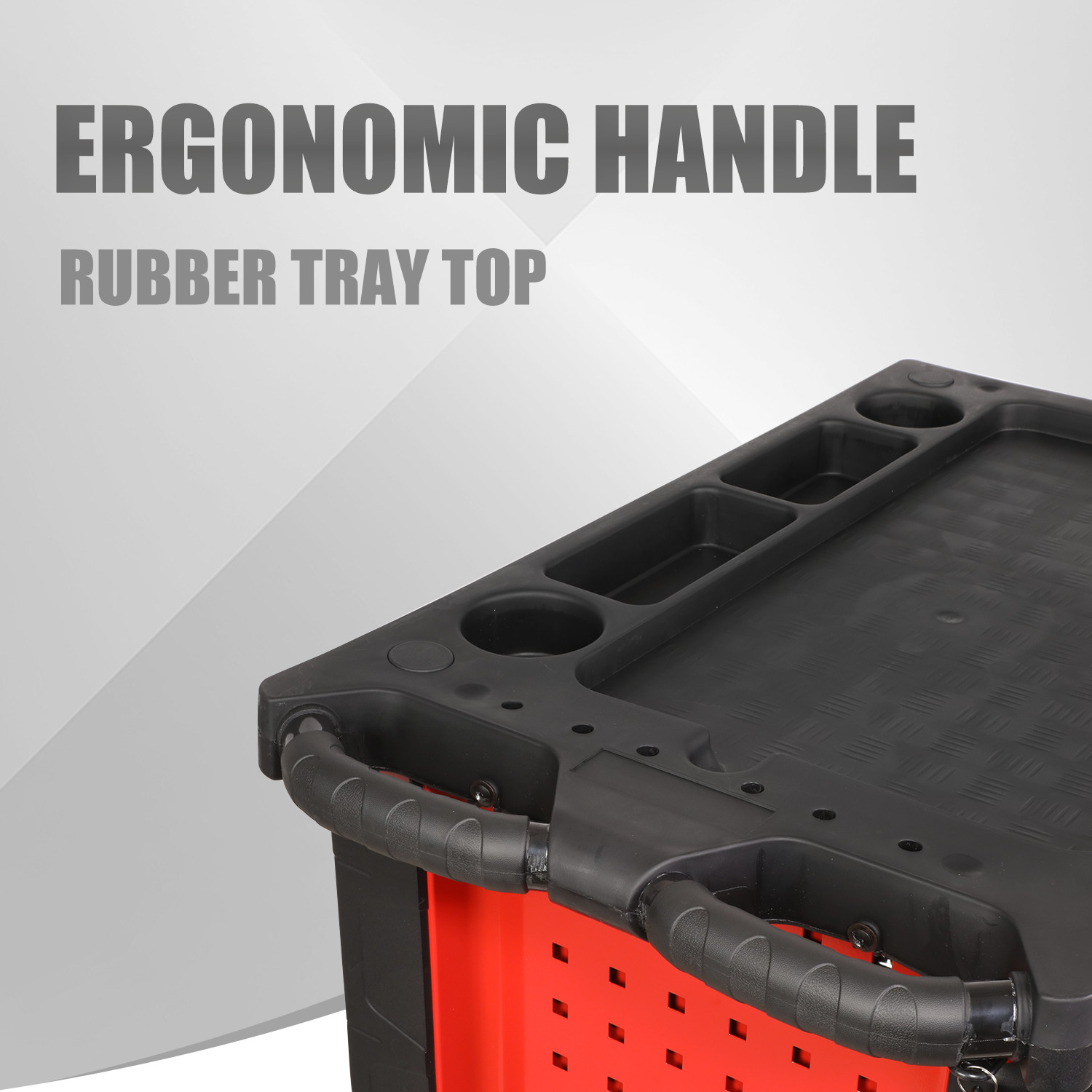 Rolling Tool Trolley Chest Storage Cabinet Cart With Key Handle 5-Drawer Red