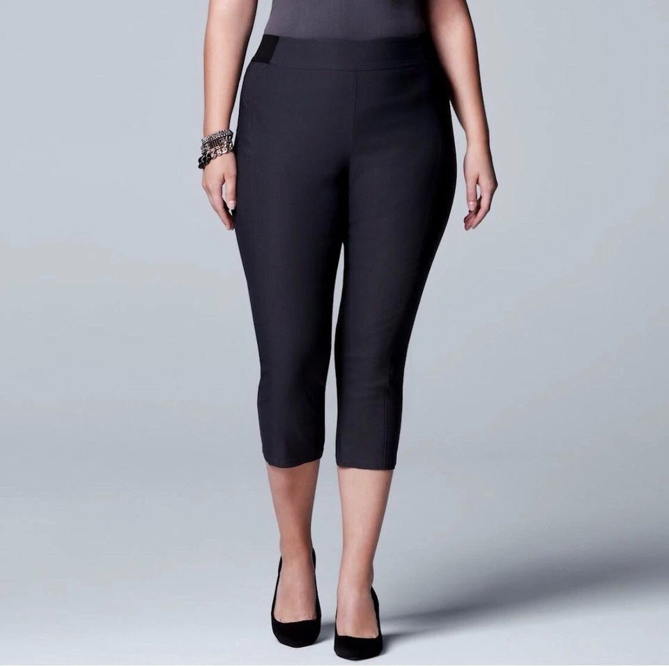 NUEVO Leggings Capri Simply Vera Wang Para Mujer Modernos Forma Sarga Azul Plus 3X Nuevos con Etiquetas Foto 2 de 4
