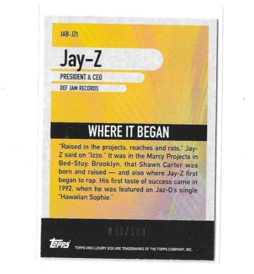 Jay-Z 2005-06 Topps Luxury Box Industry Anchors #IAB-JZ1 Serial #d
