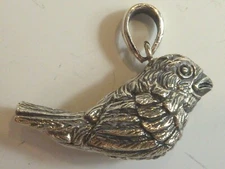 SOLID SILVER NOVELTY BIRD  WHISTLE 