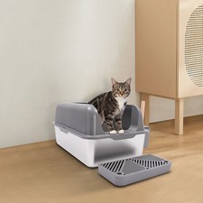 Stainless Steel Cat Litter Box Floor-mounted Cat Litter Pan Cat Litter Scoop