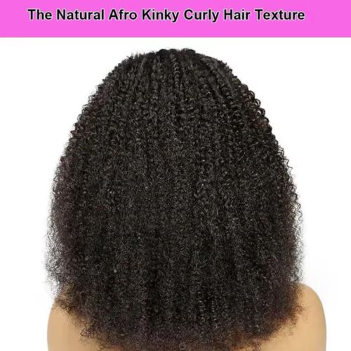 Afro Kinky Curly Lace Front Wig Human Hair 13x4 Transparent Lace Wig Brazilian - Picture 3 of 4