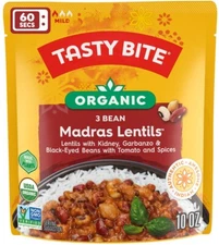 Tasty Bite Organic Indian 3 Bean Madras Lentils - Vegan, Gluten-Free 10 oz