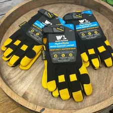 3 Pack Wells Lamont HydraHyde Heavy Duty Water Resistant Leather Work Gloves L