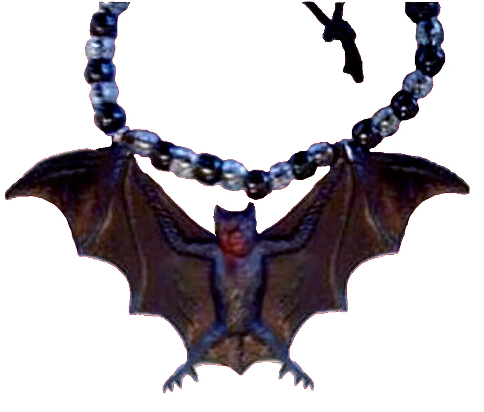 Funky Negro Gótico GIGANTE MURCIÉLAGO COLGANTE COLLAR Emo Vampiro Amuleto Bisutería Foto 3 de 4