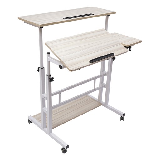 Rolling Laptop Computer Stand Table Cart Homes Desk Adjustable Angle + Height - Picture 12 of 24