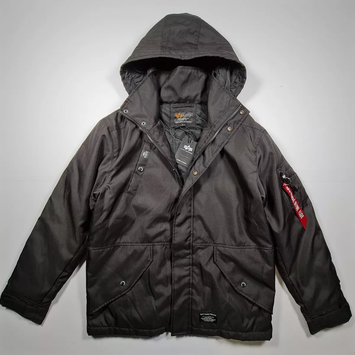 Alpha Industries Mens Jacket Black Medium Hooded Full Zip LKZ 10014 | eBay