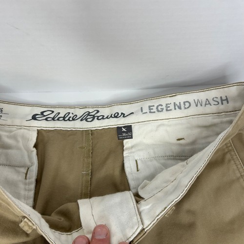 Eddie Bauer Legend Wash Men's Brown Khaki Cotton Work Chino Pants Size 36x32 - Picture 2 of 9