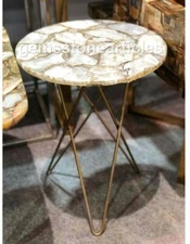 18" Home Decoration Agate Side Kitchen Top Table Best Handmade Art Gift For Him