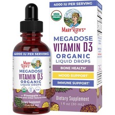 MaryRuth Organics Vitamin D3 Liquid Drops  Megadose 4000 IU  USDA Organic...