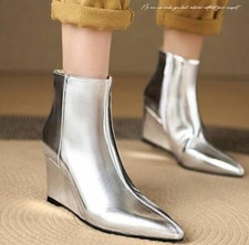 Bling Bling Ankle Boots High Wedge Heel Pointy Toe Casual Women Shoes Party 2026
