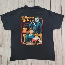 Creepy Co Halloween Safety A Sitter's Guide Black Graphic Tee Adult XL