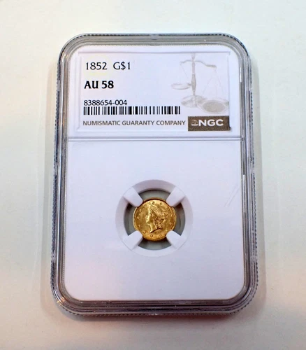 1852 Gold Dollars Liberty Head NGC AU-58