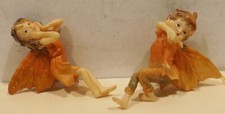 2 sch&ouml;ne dekorative Elfenfiguren Feenfigur  Kantenhocker Knabe und M&auml;dchen  12cm