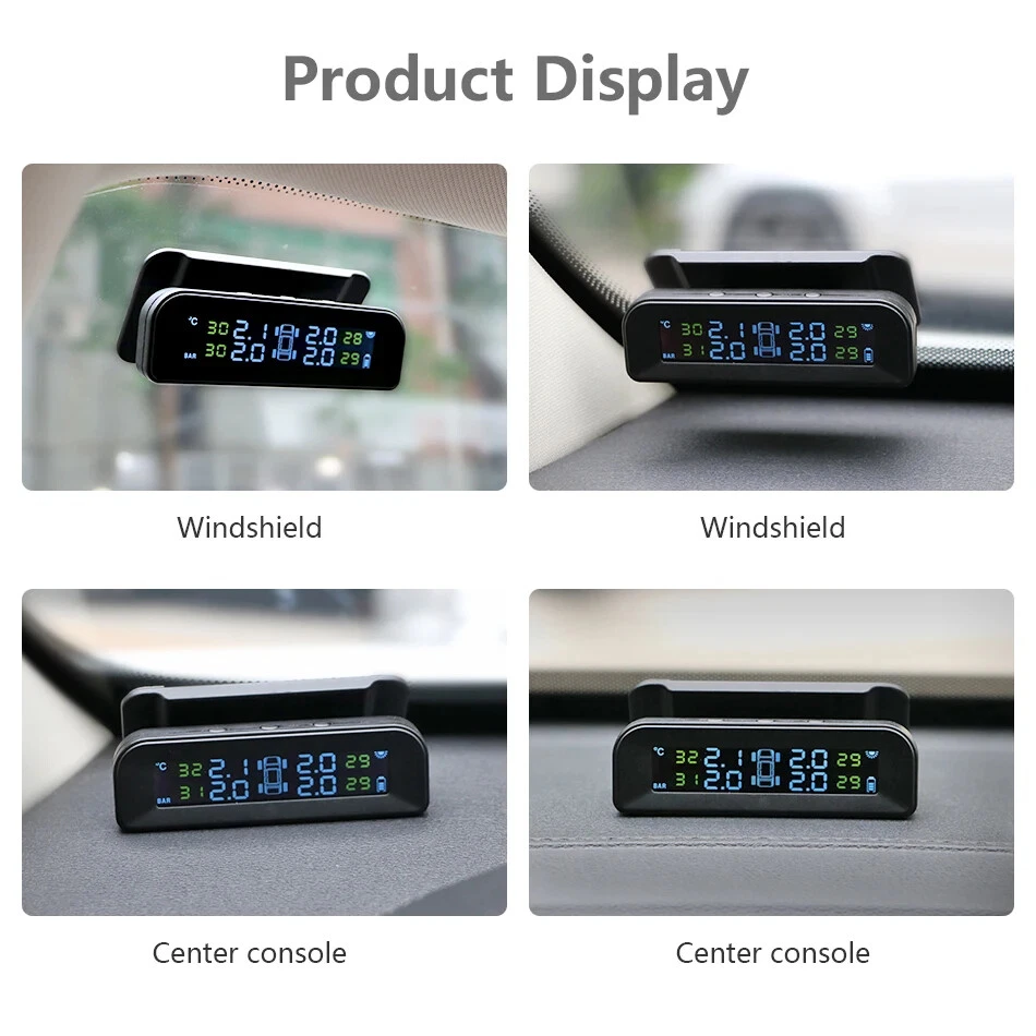 TPMS Wireless HD Solar Charge Car Tire Pressure Alarm Monitor System Display - Image 4 of 4