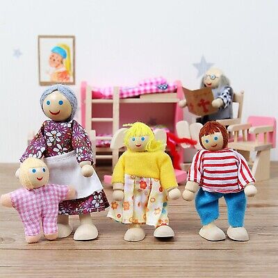 Buy 7 People Family Dolls Playset Wooden Figures For Children House Pretend Gift UK
