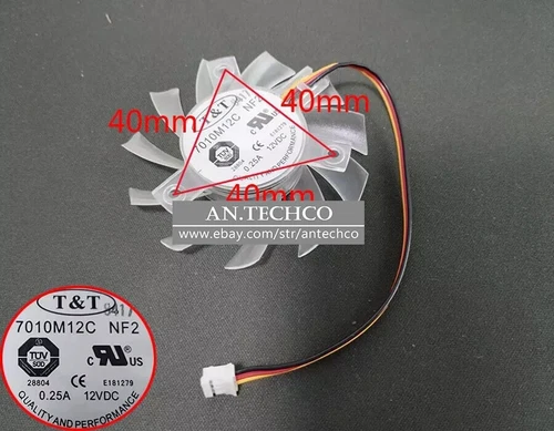 T&T 7010M12C NF2 DC12V 0.25A 6.5cm graphics card 3-wire cooling fan