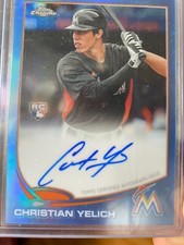 Christian Yelich 2013 topps chrome blue refractor auto rookie