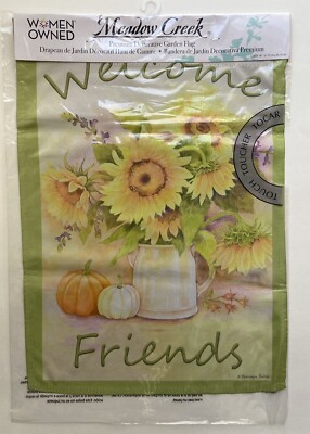 Meadow Creek Premium decorative Garden Flag Welcome Friends 12.5x18 NWT