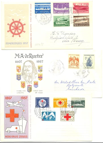 NETHERLANDS 1957 - FDC # E 29/33-- CV € 119 -- F/VF