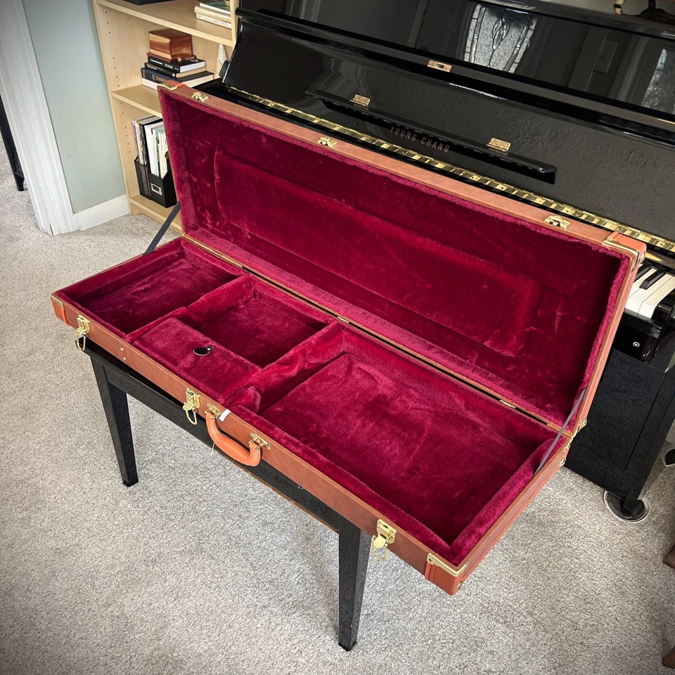 Estuche eléctrico rígido marrón bloqueable para guitarras eléctricas estilo Strat y Tele Foto 4 de 4